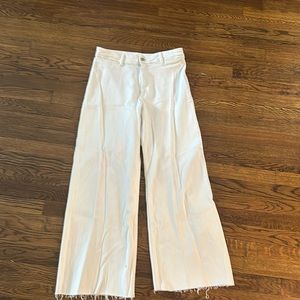 Mango wide legged cropped white jeans